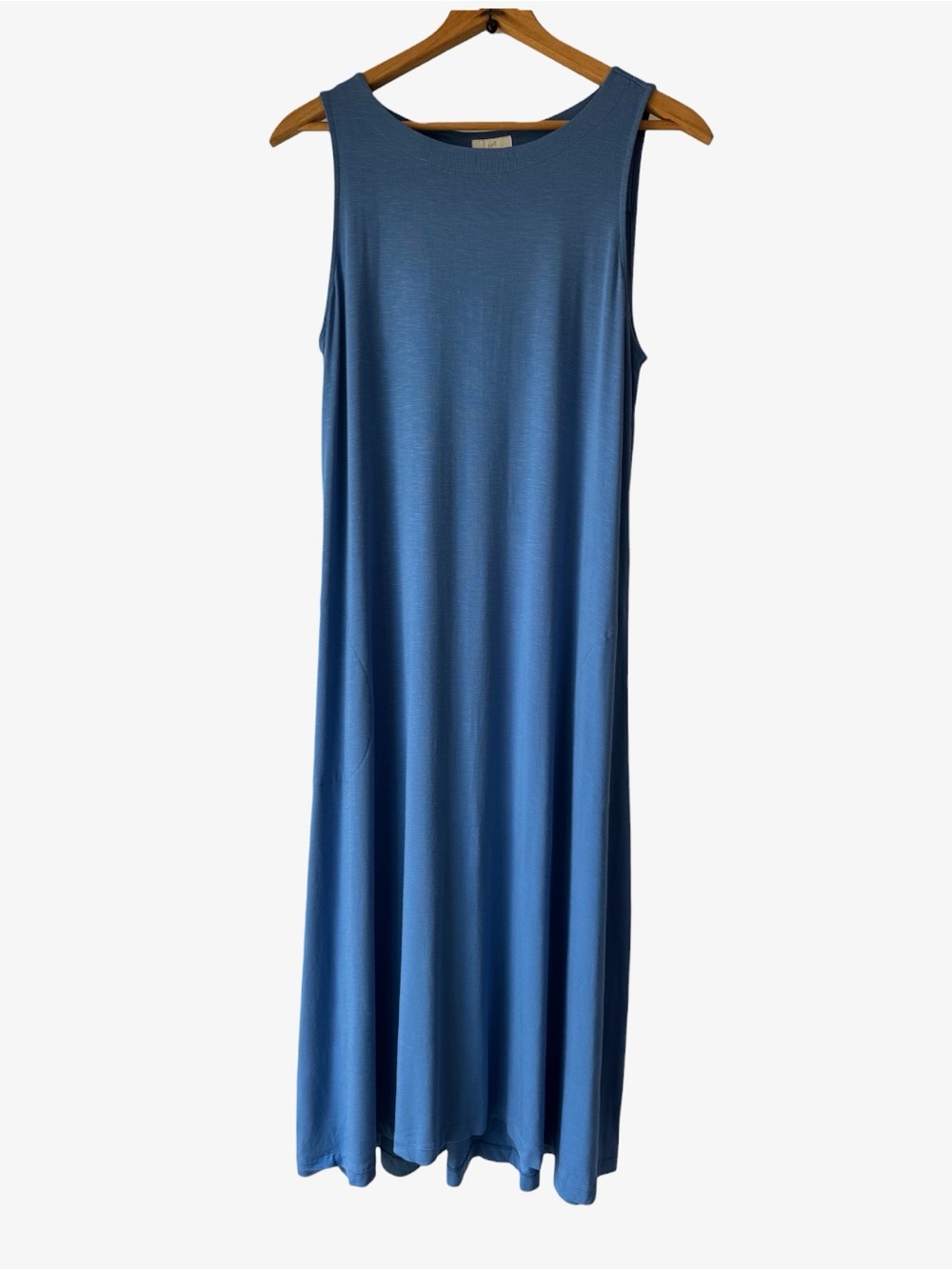 J. Jill Maxi Tank Dress Size M Blue Sleeveless Scoop Neck Jersey Knit Pockets